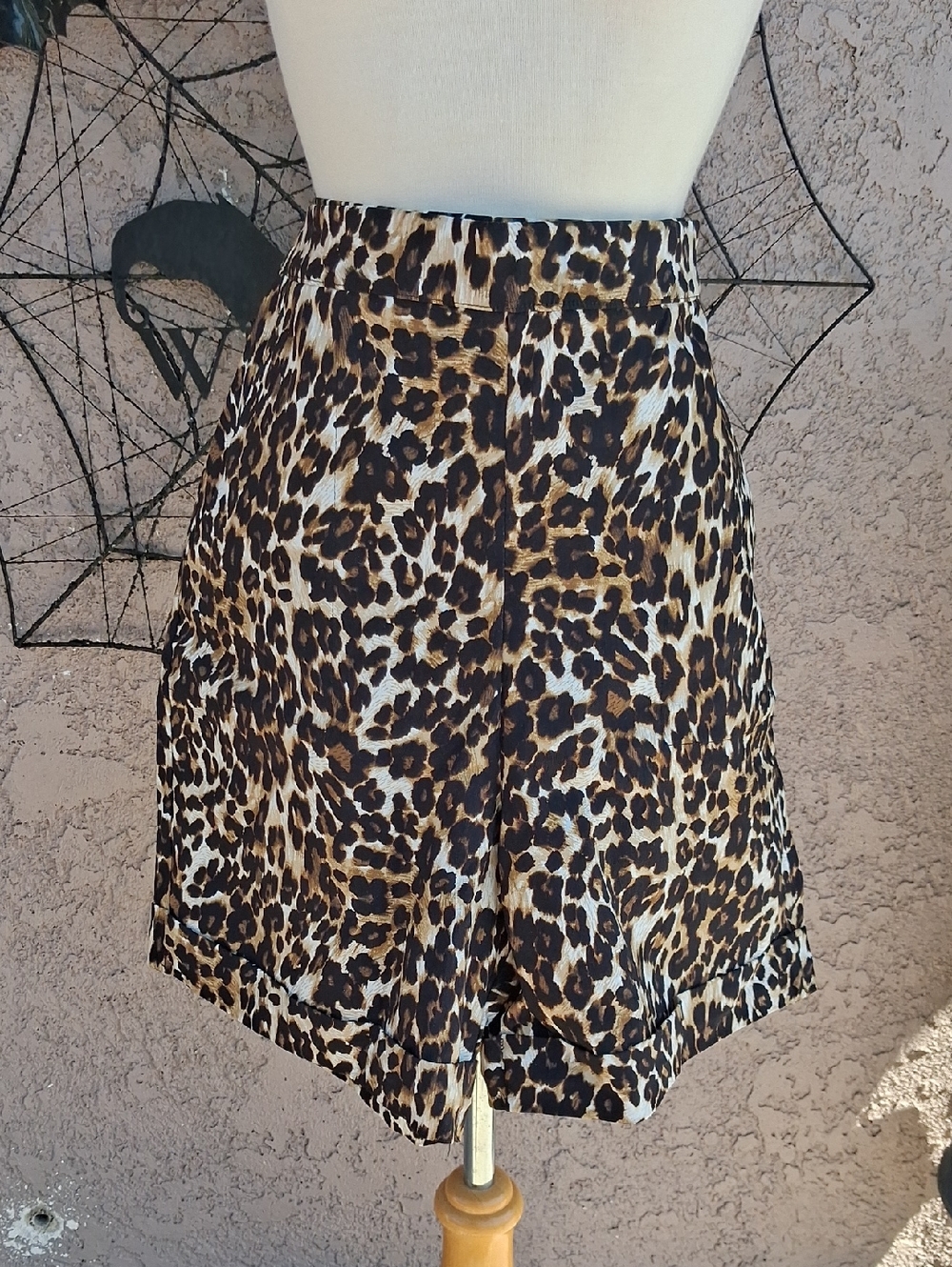 High-Waist Leopard Print Women’s Shorts - Brown